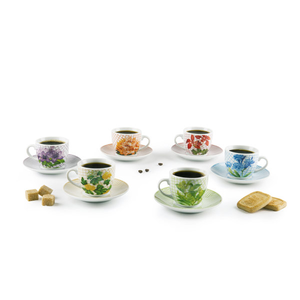 Soul Kitchen Kaffeetassen Set 6-tlg. - Tassen Mit Untertasse & Löffel Hug Mehrfarbig